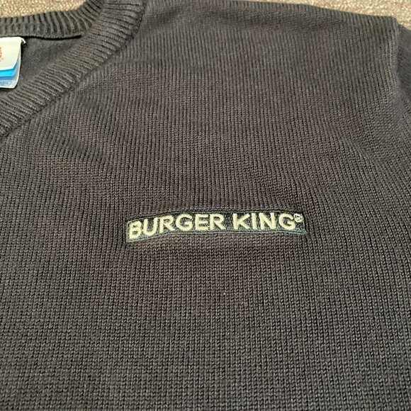 Burger King Manager Sweater Mens Size M Medium Black Spell Out Logo Pullover - Picture 2 of 13
